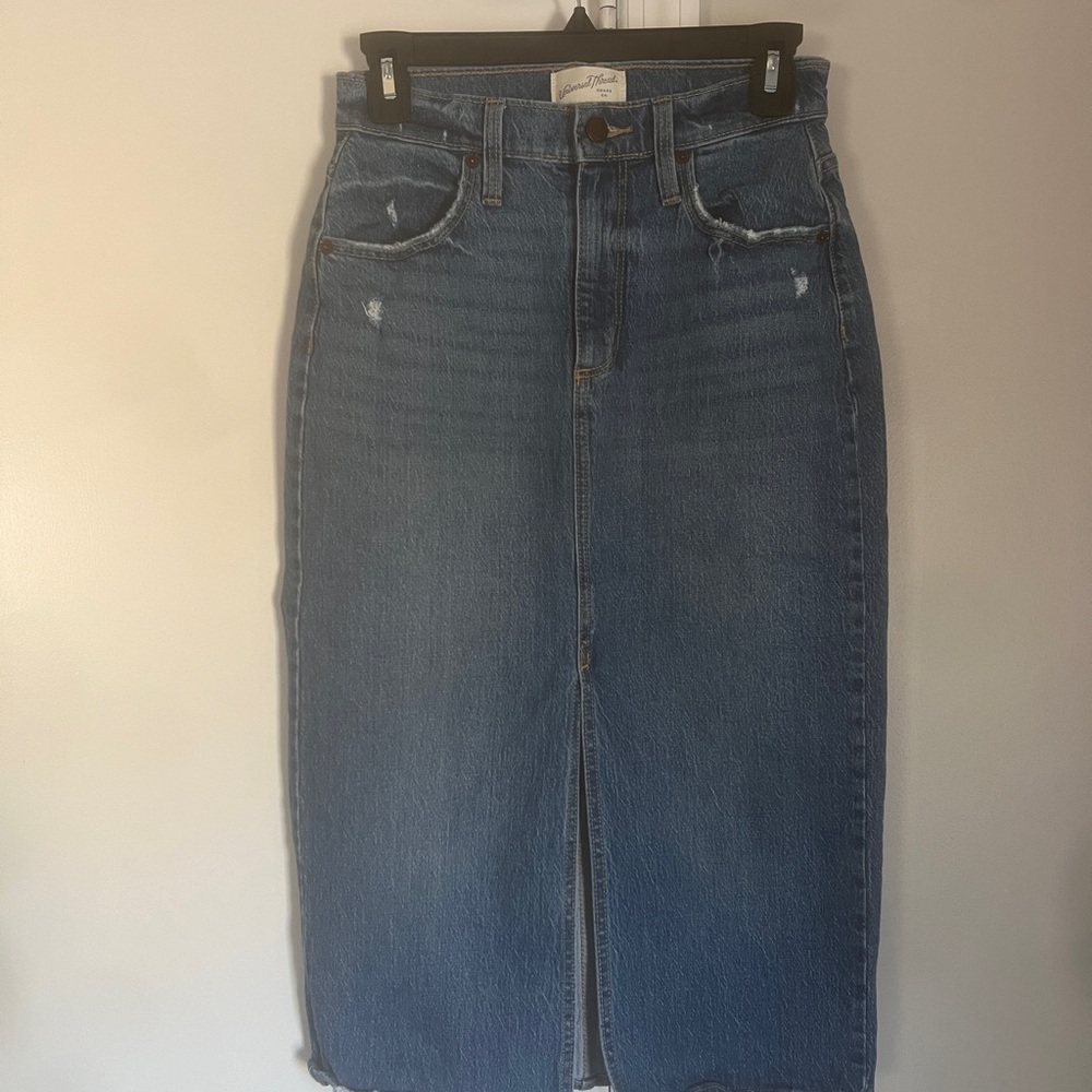Blue Denim Midi Skirt